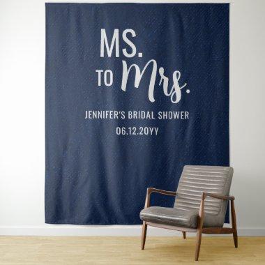 Ms to Mrs Modern Navy Chic Bridal Shower Backdrop