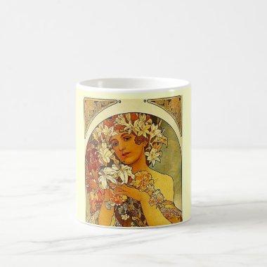 mucha flowers coffee mug