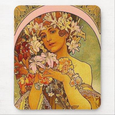 mucha flowers mouse pad