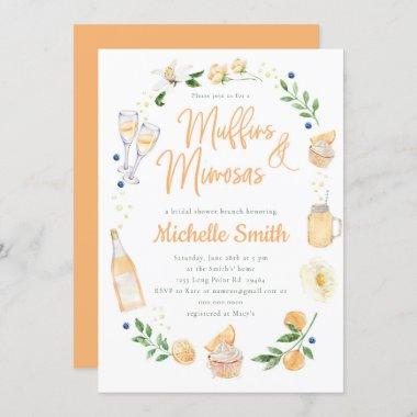 Muffins and Mimosas Bridal Shower Brunch Party Invitations