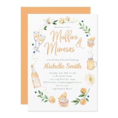 Muffins and Mimosas Bridal Shower Brunch Party Invitations