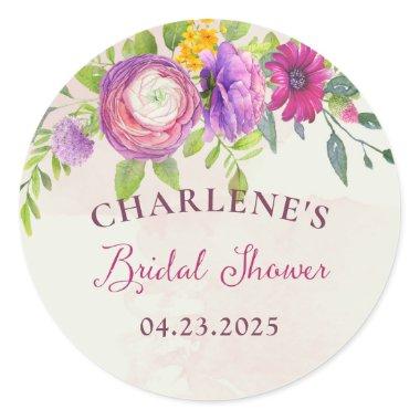 Mulberry and Ivory Dream Bridal Shower Classic Round Sticker