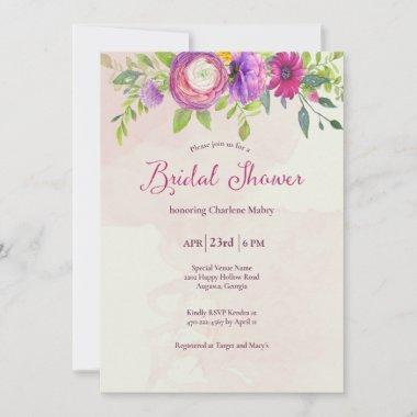 Mulberry and Ivory Dream Bridal Shower Invitations