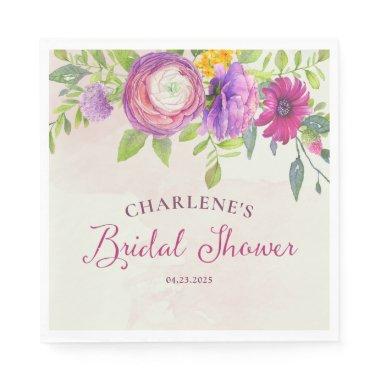 Mulberry and Ivory Dream Bridal Shower Napkins