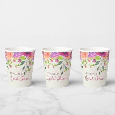Mulberry and Ivory Dream Bridal Shower Paper Cups