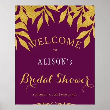 Mulberry fall leaves bridal shower welcome sign