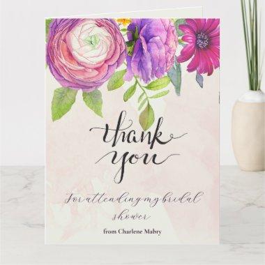 Mulberry Floral Dream 2 Bridal Shower Thank You Invitations