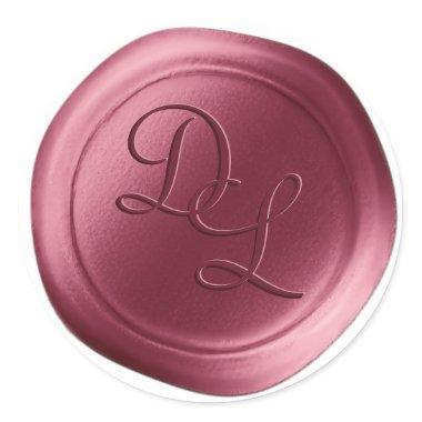 Mulberry Mauve 2 Letter Monogram Wax Seal Stickers