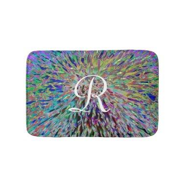 Multi Color Abstract Monogrammed Plush Bath Mat