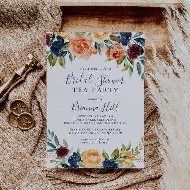 Multicolor Elegant Floral Bridal Shower Tea Party Invitations