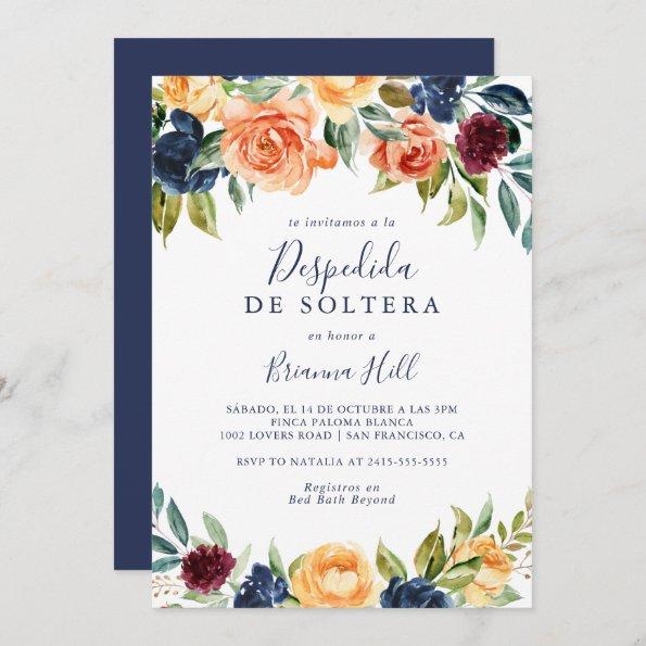 Multicolor Elegant Floral Spanish Bridal Shower Invitations