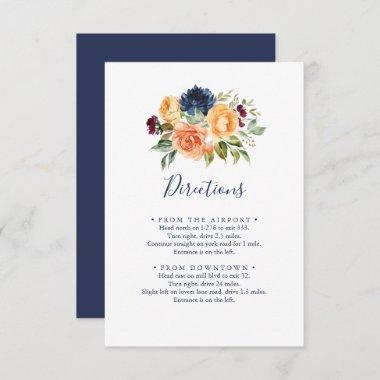Multicolor Elegant Floral Wedding Directions Enclosure Invitations