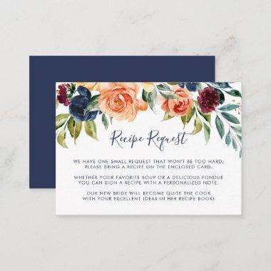 Multicolor Elegant Floral Wedding Recipe Request Enclosure Invitations