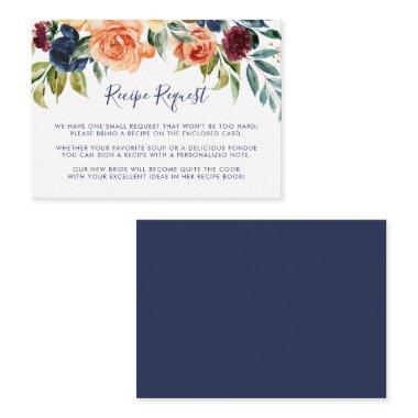 Multicolor Elegant Floral Wedding Recipe Request Enclosure