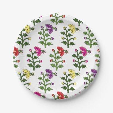 Multicolor ethnic beautiful flower pattern paper plates
