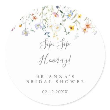 Multicolor Floral Sip Sip Hooray  Classic Round Sticker