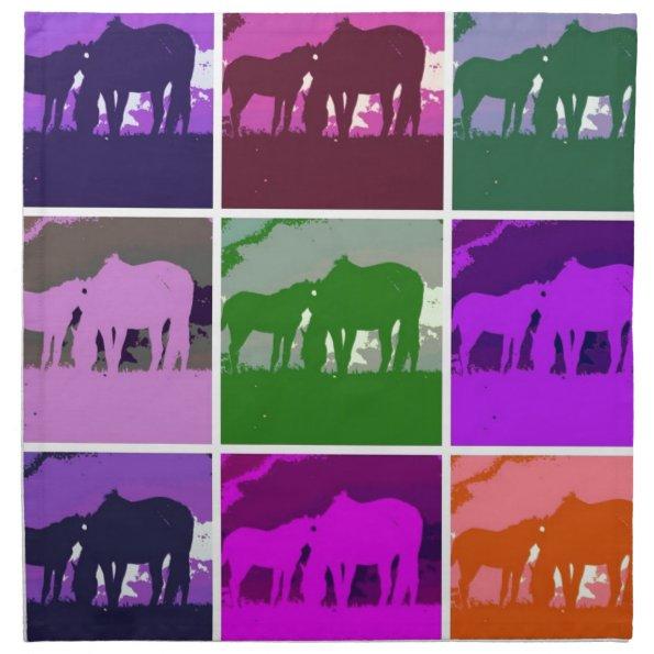 Multicolor Pop Art Horses Napkin