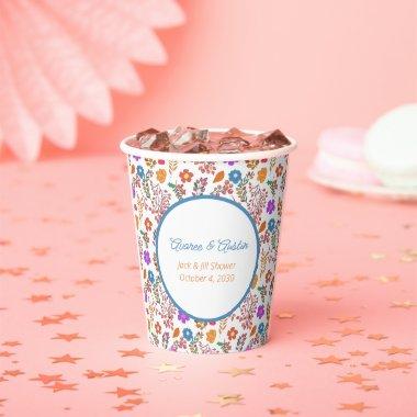 Multicolored Flowers Jack and Jill Shower Paper Cups