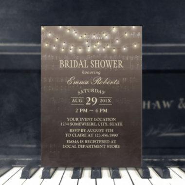 Music Bridal Shower Elegant String Lights Invitations