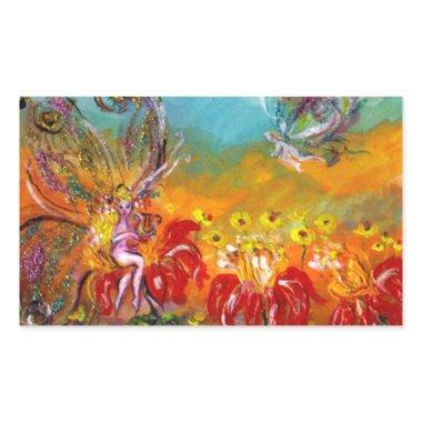 MUSIC MAKING FLOWER FAIRY Floral Fantasy Rectangular Sticker