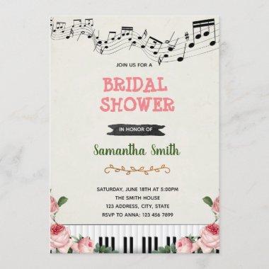 Music note bridal shower Invitations
