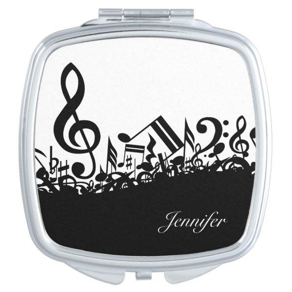 Music Notes Compact with Custom Name Compact Mirror