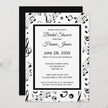 Music Notes Musical Theme Bridal Shower Invitations