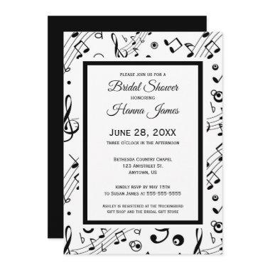 Music Notes Musical Theme Bridal Shower Invitations