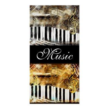 Music Notes Piano Keys Dance Instruments Poster