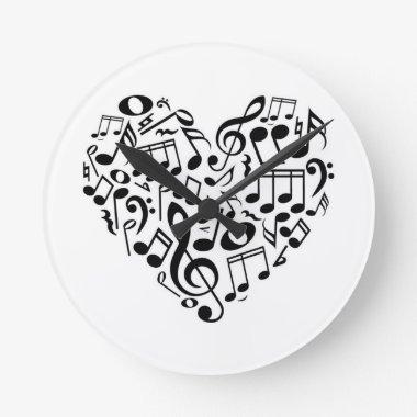 "MUSICAL NOTES" IN A HEART CLOCK