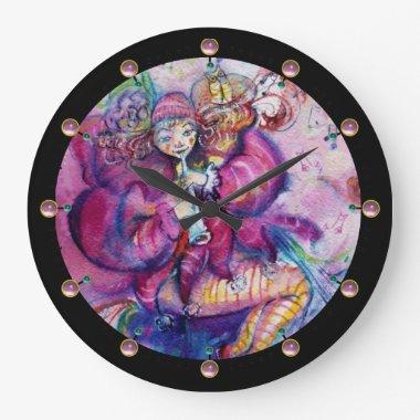 MUSICAL PINK CLOWN LARGE CLOCK