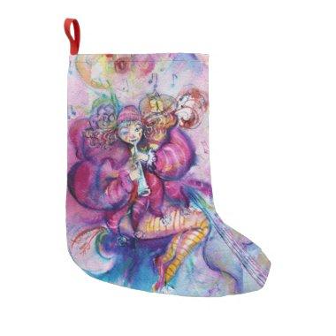 MUSICAL PINK CLOWN WITH OWL SMALL CHRISTMAS STOCKING