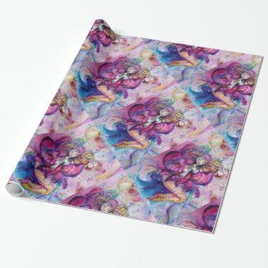MUSICAL PINK CLOWN WITH OWL WRAPPING PAPER