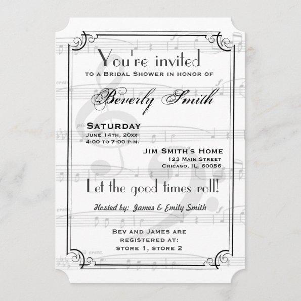 Musical theme bridal shower Invitations