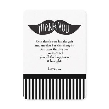 Mustache Bash Striped Modern Thank You Invitations