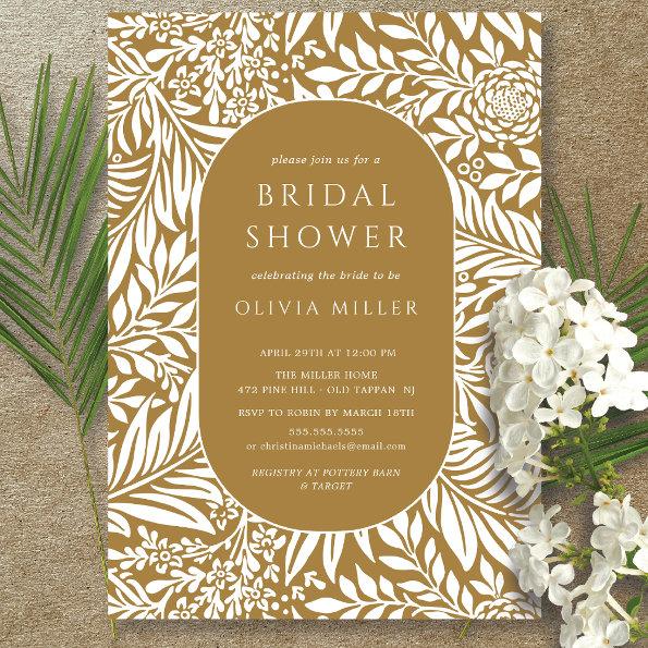 Mustard Leaf Floral Bridal Shower Invitations