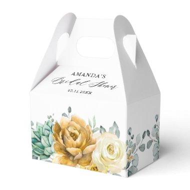 Mustard Yellow Floral Sage Greenery Bridal Shower Favor Boxes