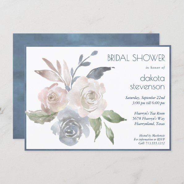 Muted Floral Bouquet | Pastel Rose Bridal Shower Invitations