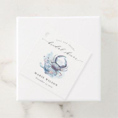 Muted Underwater Crab Coral Nautical Bridal Shower Favor Tags