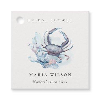 Muted Underwater Crab Coral Nautical Bridal Shower Favor Tags