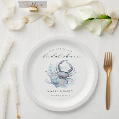 Muted Underwater Crab Coral Nautical Bridal Shower Paper Plates