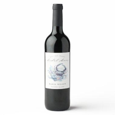 Muted Underwater Crab Coral Nautical  Wine Label