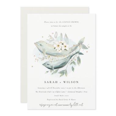 Muted Underwater Floral Fish Couples Shower Invite