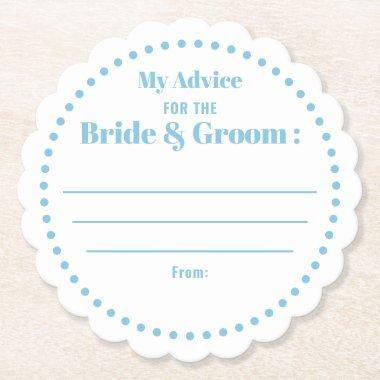 My Advice For Bride & Groom Classic Elegant Blue Paper Coaster