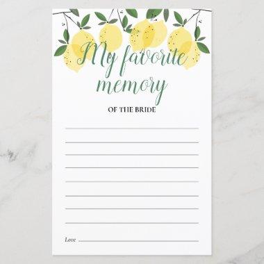 My Favorite Memory Lemons Bridal Shower Invitations