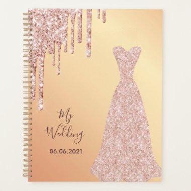 My wedding rose gold glitter bridal dress 2024 planner