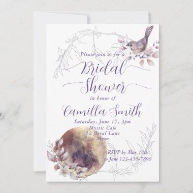 Mysterious Moon Floral Garden Bridal Shower Invitations