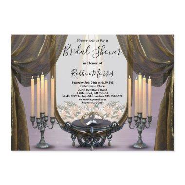 Mystic Night Gold Drapes & Candles Bridal Shower Invitations