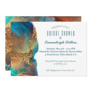 Mystical Abstract Teal Coral Gold