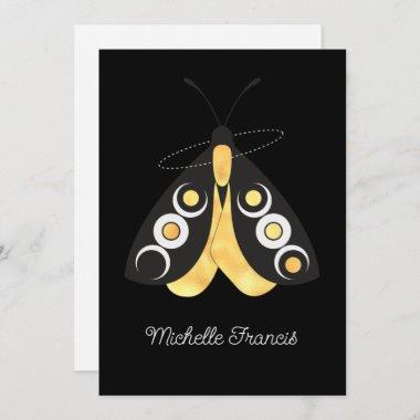 Mystical Astro Celestial Silver and Gold Moths Invitations